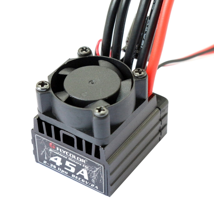 Controlador electrónico de velocidad sin escobillas Flycolor Thunder Series 45A sin sensor con ventilador para coche RC, 45A with Fan