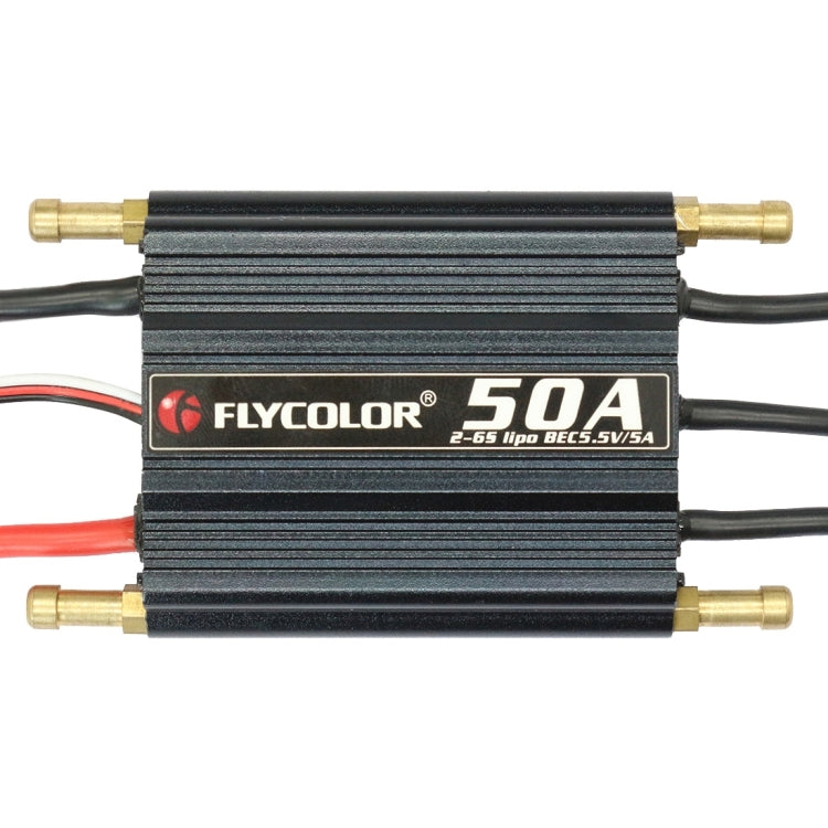 Flycolor Flymoster Series 50A 2-6S Controlador electrónico de velocidad impermeable para barco RC, 50A 2-6S