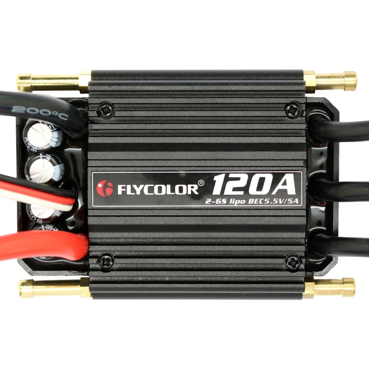 Flycolor Flymoster Series 120A 2-6S Controlador electrónico de velocidad impermeable para barco RC, 120A 2-6S