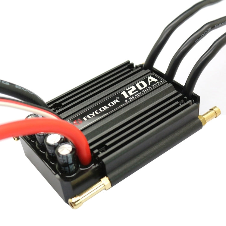 Flycolor Flymoster Series 120A 2-6S Controlador electrónico de velocidad impermeable para barco RC, 120A 2-6S