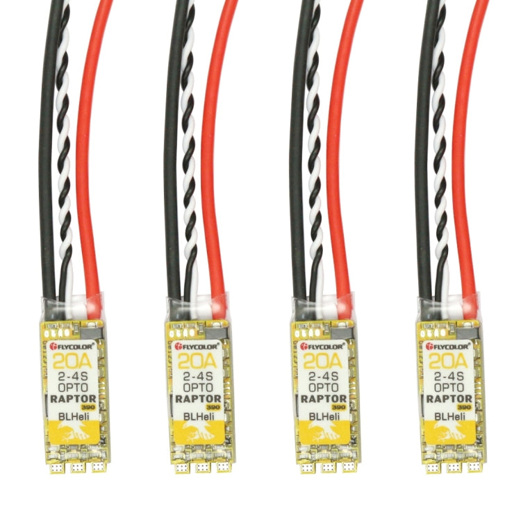 4 PCS Flycolor Raptor 390 20A 2-4S Controlador de velocidad eléctrico, 390 20A 4 PCS