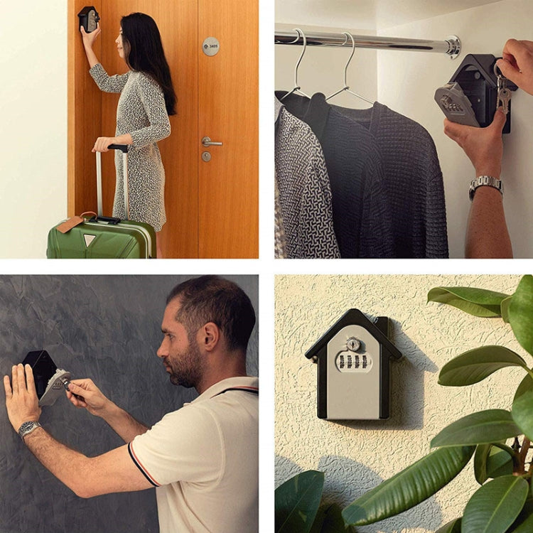 Caja de almacenamiento con cerradura de contraseña en forma de cabaña, caja de seguridad para gabinete de pared, con 1 llave
