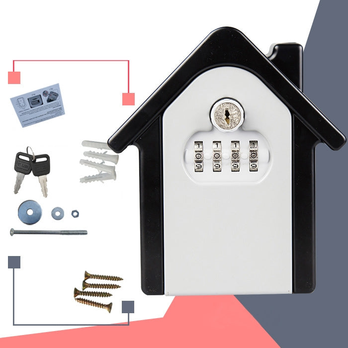 Caja de almacenamiento con cerradura de contraseña en forma de cabaña, caja de seguridad para gabinete de pared, con 1 llave