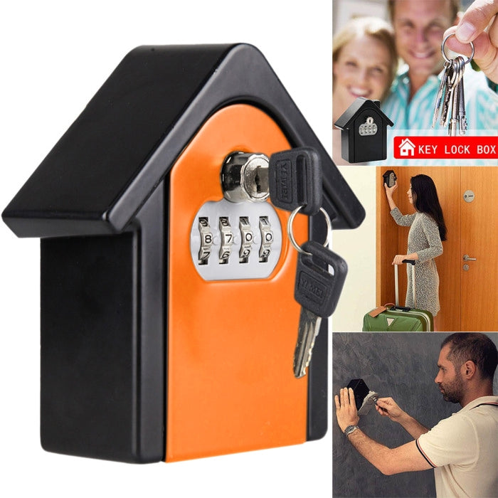 Caja de almacenamiento con cerradura de contraseña en forma de cabaña, caja de seguridad para gabinete de pared, con 1 llave