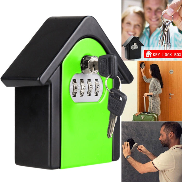 Caja de almacenamiento con cerradura de contraseña en forma de cabaña, caja de seguridad para gabinete de pared, con 1 llave