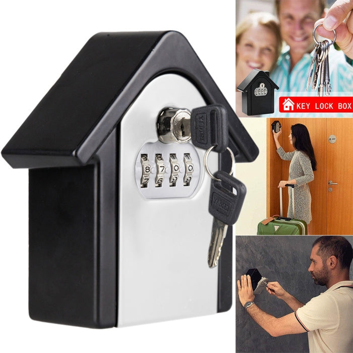Caja de almacenamiento con cerradura de contraseña en forma de cabaña, caja de seguridad para gabinete de pared, con 1 llave