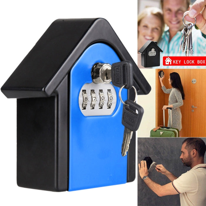 Caja de almacenamiento con cerradura de contraseña en forma de cabaña, caja de seguridad para gabinete de pared, con 1 llave