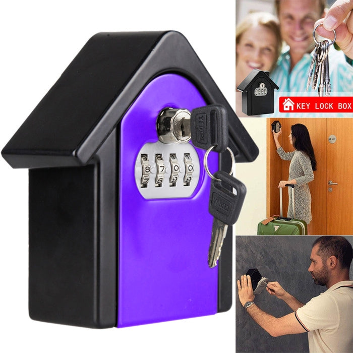 Caja de almacenamiento con cerradura de contraseña en forma de cabaña, caja de seguridad para gabinete de pared, con 1 llave