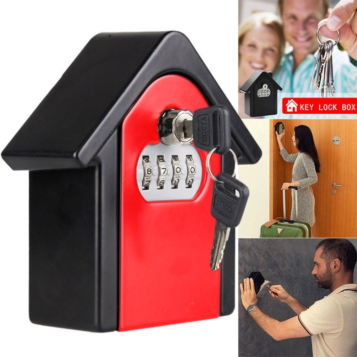 Caja de almacenamiento con cerradura de contraseña en forma de cabaña, caja de seguridad para gabinete de pared, con 1 llave