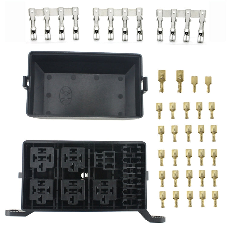 Caja de relés de automóvil de 6 vías para modificación de automóvil F2758 con bloque de terminales
