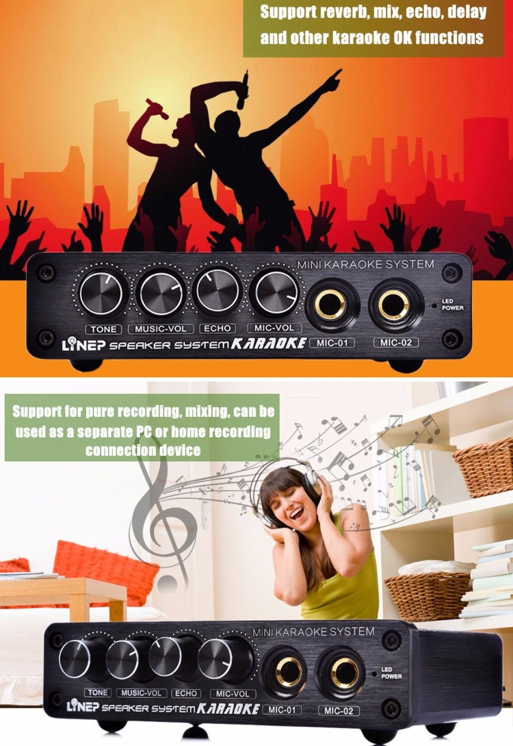 Mini máquina de Karaoke A933, amplificador mezclador de sonido para PC/TV/teléfonos móviles, compatible con entrada RCA/entrada de micrófono de 2 canales, A933