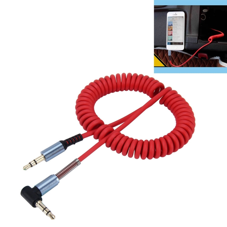 Cable en espiral retráctil AUX de audio con conector macho a macho de 3,5 mm y 3 polos, longitud: 1,5 m, Length: 1.5m(Black), Length: 1.5m (Red)