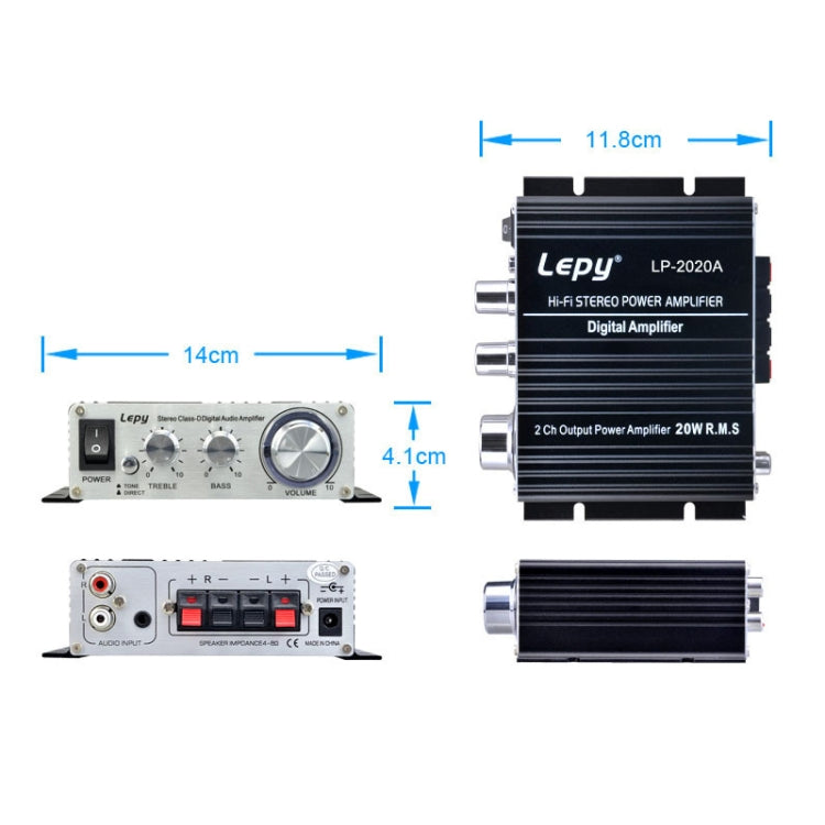 LP-2020A Audio amplificador HIFI para coche/hogar, compatible con MP3, enchufe británico con fuente de alimentación 3A, UK Plug