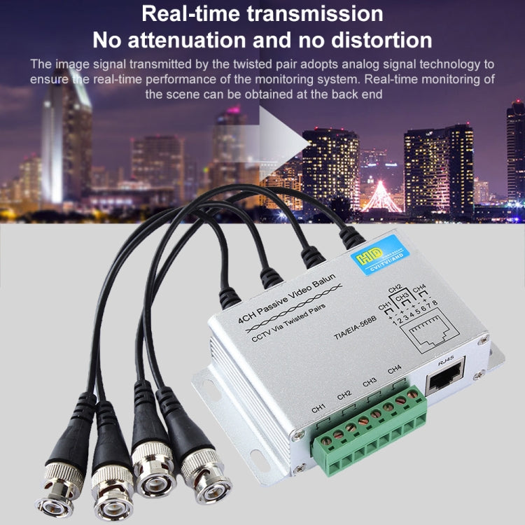 HD204A-F HD-CVI/TVI/AHD CCTV 4CH UTP Balun de vídeo pasivo, HD204A-F