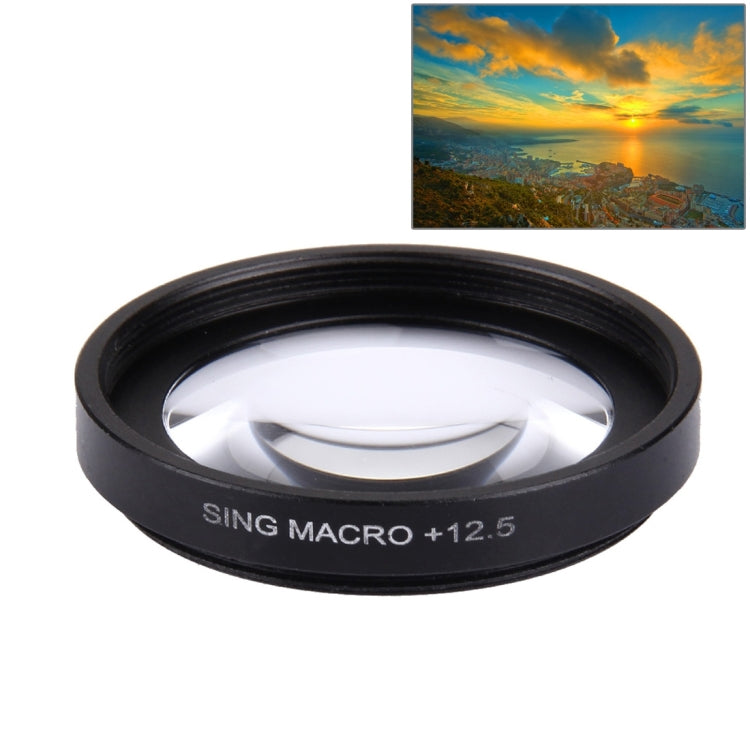 JUNESTAR Filtro de lente macro profesional 37 mm 12.5X + tapa protectora de lente para cámara de acción deportiva GoPro y Xiaomi Xiaoyi Yi, 12.5X Macro Lens