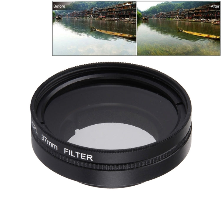 JUNESTAR para Xiaomi Xiaoyi Yi II 4K Cámara de acción deportiva Filtro CPL profesional de 37 mm + tapa protectora de lente, CPL Filter+Lens Cap