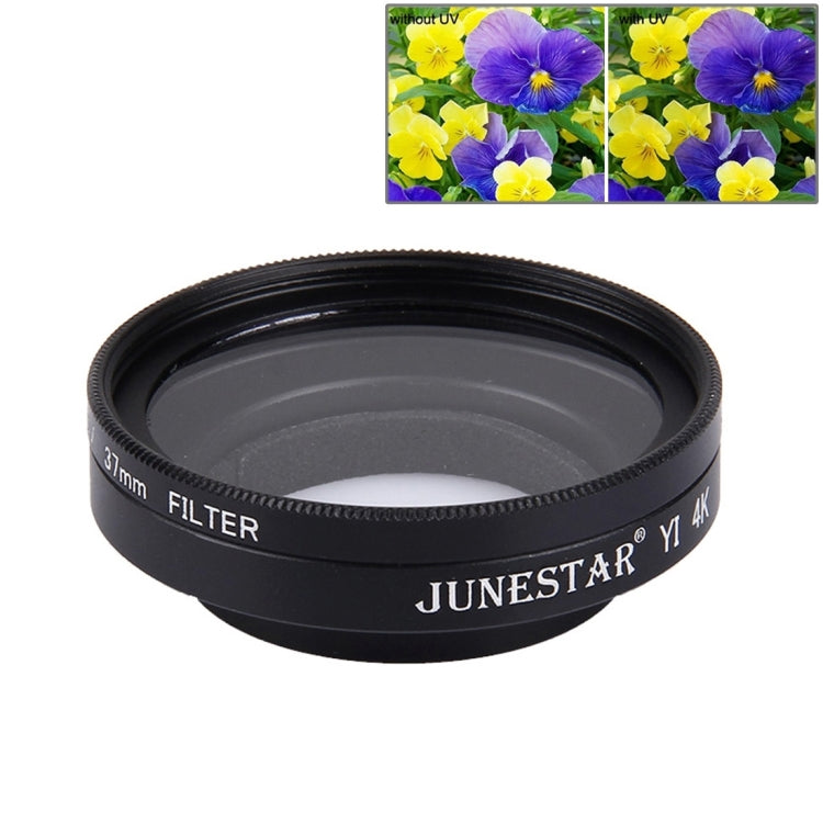 JUNESTAR para Xiaomi Xiaoyi Yi II 4K Cámara de acción deportiva Filtro UV profesional de 37 mm + tapa protectora de lente, UV Filter+Lens Cap