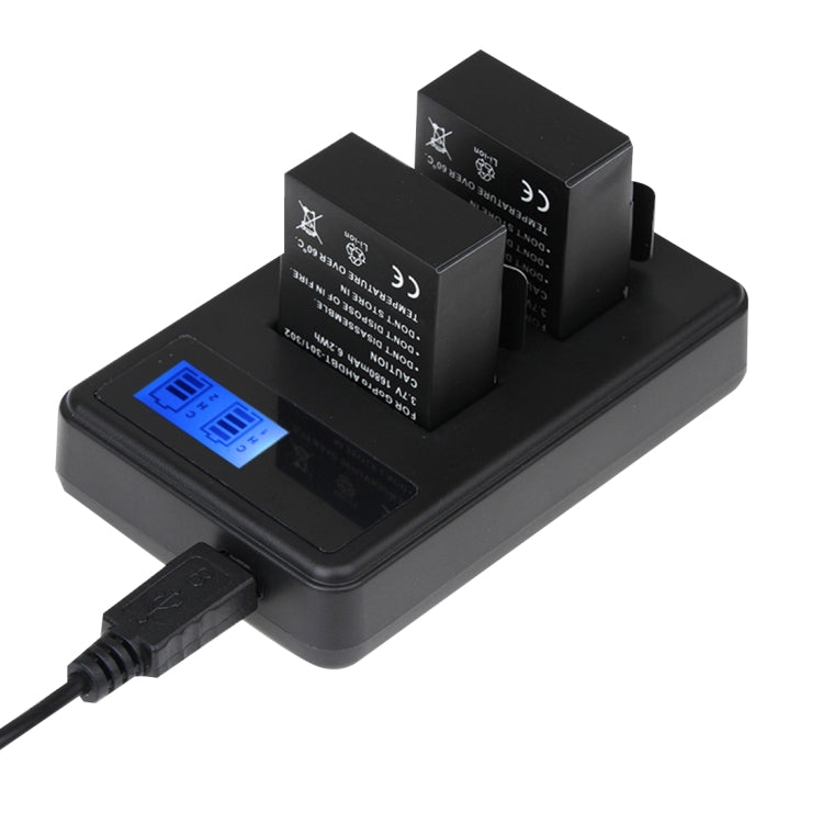 Cargador de baterías duales con pantalla LCD AHDBT-501 para GoPro HERO5 con capacidad de carga de pantallas, For GoPro HERO5