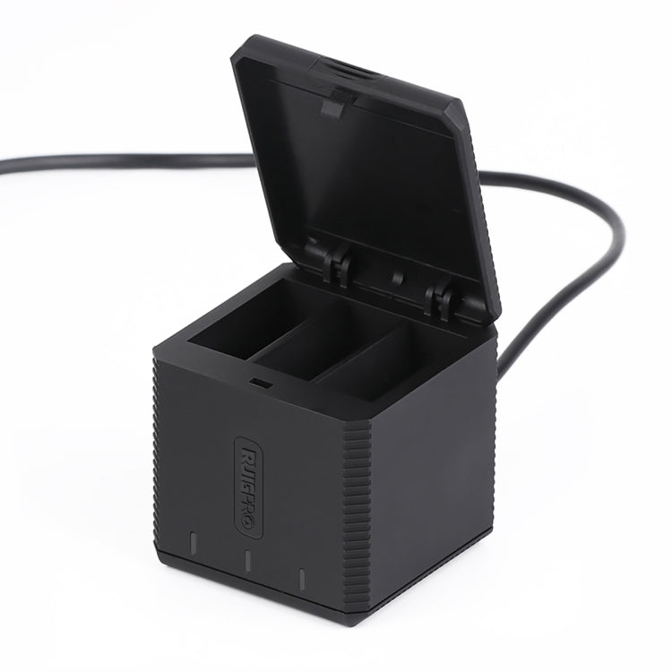 RUIGPRO Caja de cargador de carcasa de baterías triples USB con cable y luz indicadora para GoPro HERO9 Black / HERO10 Black