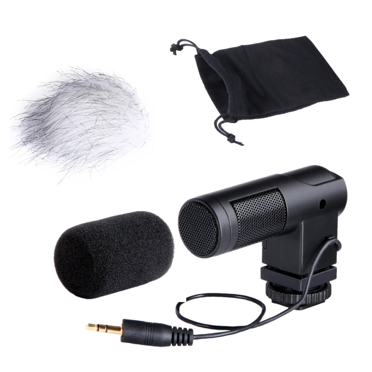 BOYA BY-V01 Micrófono de condensador estéreo X/Y con soporte de zapata fría integrado y parabrisas para teléfonos inteligentes, cámaras DSLR y cámaras de vídeo, BY-V01