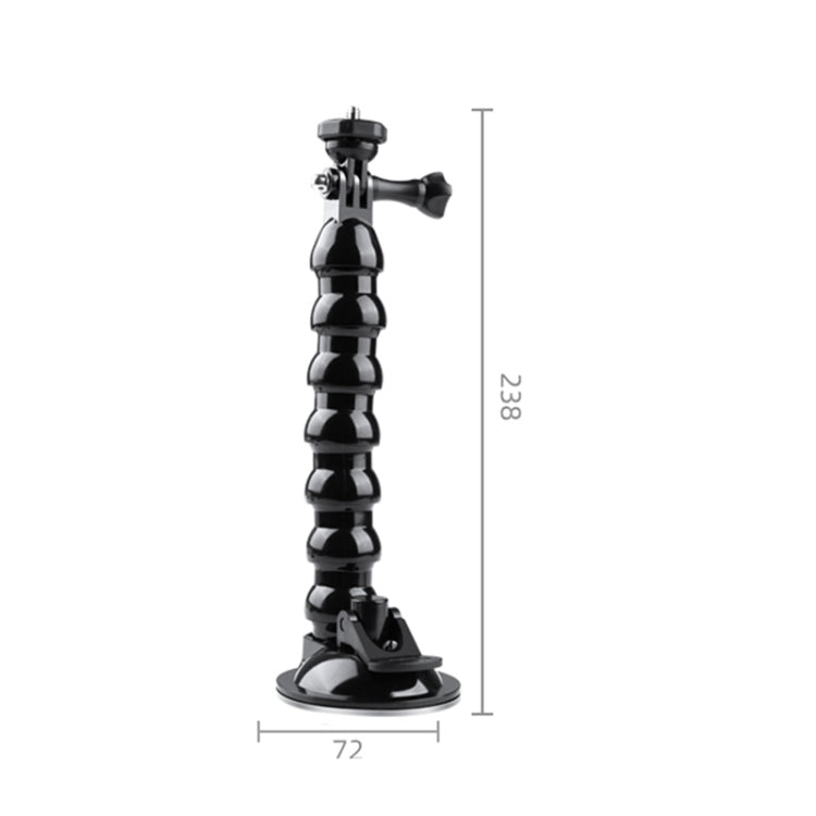 Soporte de abrazadera flexible con mordazas de ventosa extendidas y abrazadera para teléfono con zapata fría, Extended Suction Cup Mount with Cold Shoe Phone Clamp