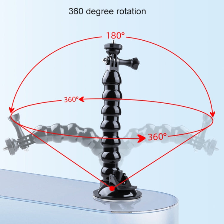 Soporte de abrazadera flexible con mordazas de ventosa extendidas y abrazadera para teléfono con zapata fría, Extended Suction Cup Mount with Cold Shoe Phone Clamp