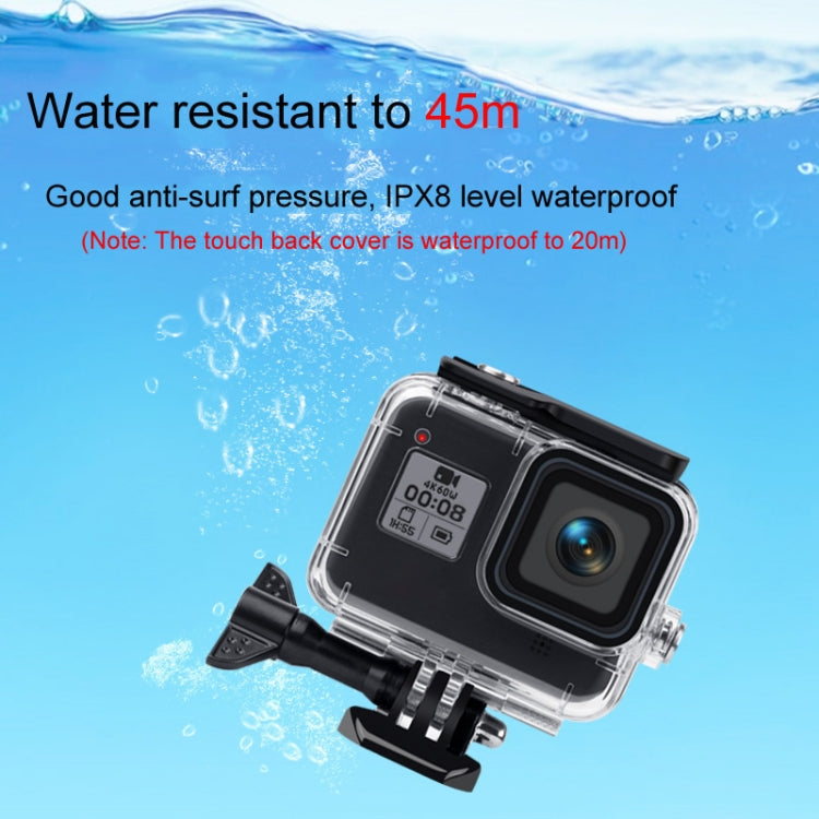 Funda Impermeable 45m + Tapa Trasera Táctil para GoPro HERO8 Negra, Case + Touch Cover for GoPro8