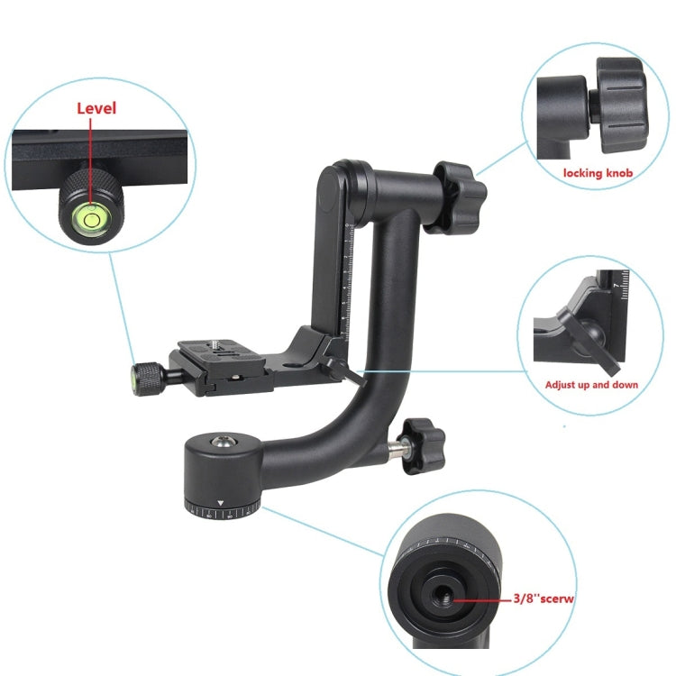 YELANGU Cabezal de trípode cardán horizontal de 360 grados para cámaras domésticas DV y SLR, YLG0401E