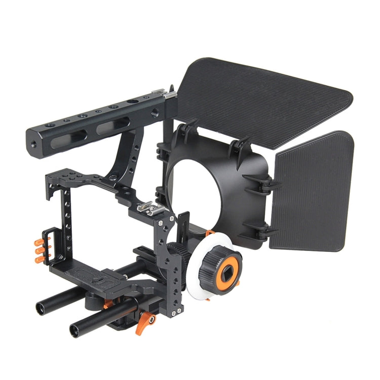 El juego de jaula YELANGU YLG1105A A7 incluye estabilizador de jaula para cámara de video / enfoque de seguimiento / caja mate para Sony GH4 / A7S / A7 / A7R / A72 / A7RII / A7SII / A6000 / A6500 / A6300 / A7R3 / A7S3 / A7R4