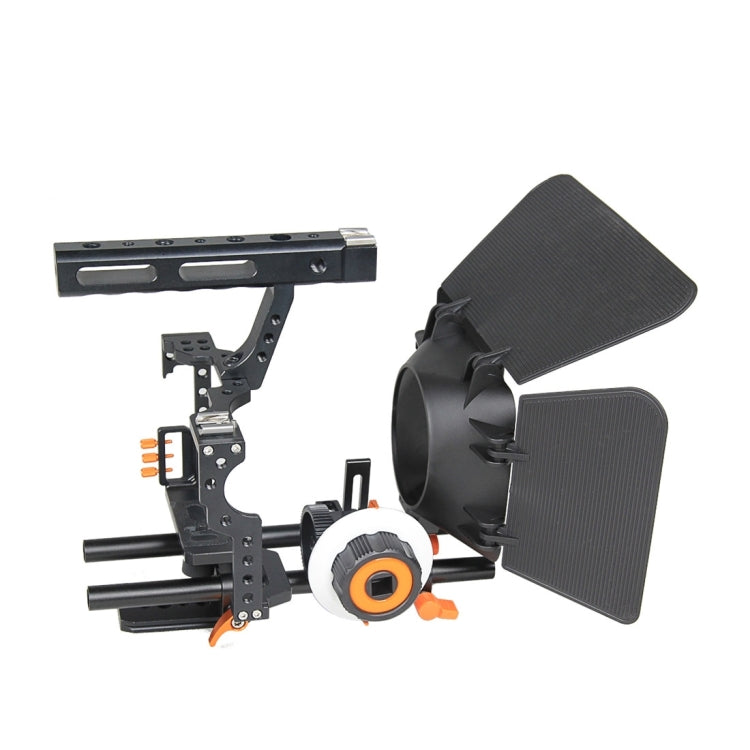 El juego de jaula YELANGU YLG1105A A7 incluye estabilizador de jaula para cámara de video / enfoque de seguimiento / caja mate para Sony GH4 / A7S / A7 / A7R / A72 / A7RII / A7SII / A6000 / A6500 / A6300 / A7R3 / A7S3 / A7R4