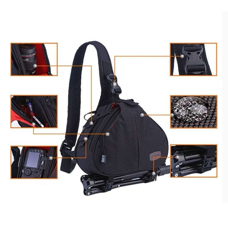 CADEN Forma de triángulo Tscope Sling Hombro Cruz Bolsas para cámaras digitales Estuche Bolsa suave con cubierta para lluvia para Canon Nikon Sony K1, Tamaño: 36 * 31 * 15 cm