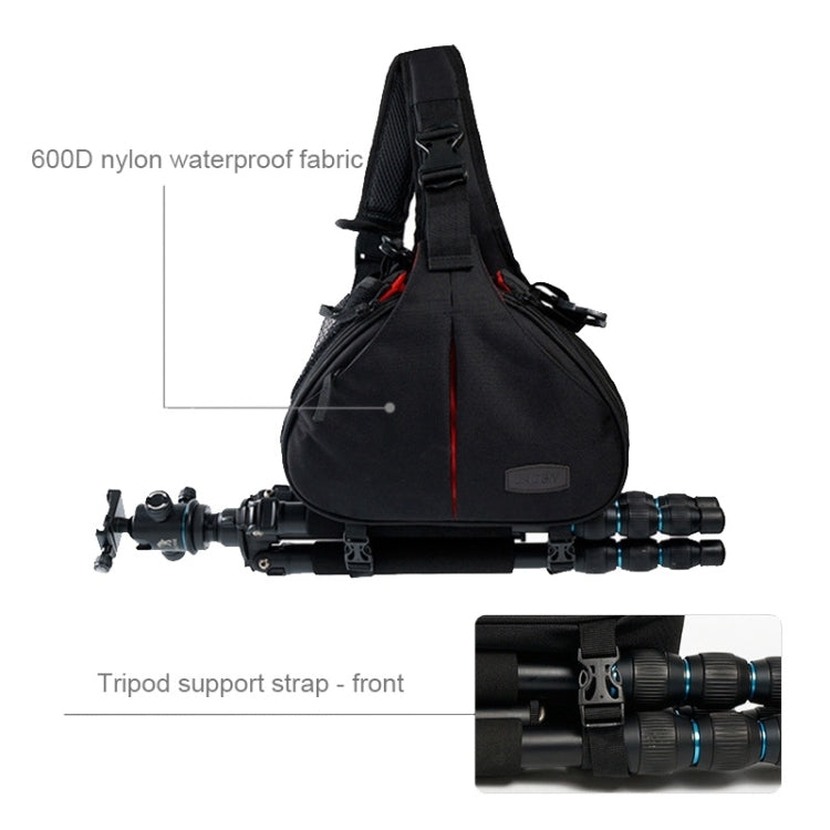 CADEN Forma de triángulo Tscope Sling Hombro Cruz Bolsas para cámaras digitales Estuche Bolsa suave con cubierta para lluvia para Canon Nikon Sony K1, Tamaño: 36 * 31 * 15 cm