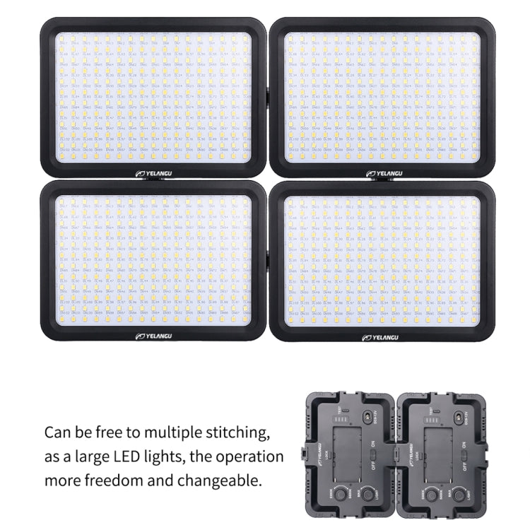 YELANGU YLG0504B 204 LED 1000LM 3300-5600K No Polar Luz de estudio regulable Luz de vídeo y fotografía para cámaras Canon, Nikon, DSLR, 204 LEDs