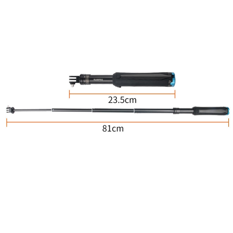 Soporte para trípode plegable portátil Selfie Monopod Stick para GoPro Hero11 Black / HERO10 Black / HERO9 Black /HERO8 / HERO7 /6/5/5 Session /4 Session /4/3+ /3/2/1, Insta360 ONE R, DJI Osmo Actiony otras cámaras de acción, longitud: 23,5-81 cm, RUIGPRO