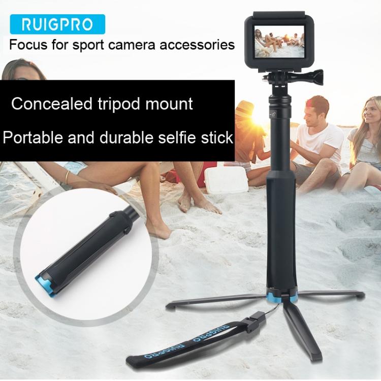 Soporte para trípode plegable portátil Selfie Monopod Stick para GoPro Hero11 Black / HERO10 Black / HERO9 Black /HERO8 / HERO7 /6/5/5 Session /4 Session /4/3+ /3/2/1, Insta360 ONE R, DJI Osmo Actiony otras cámaras de acción, longitud: 23,5-81 cm, RUIGPRO