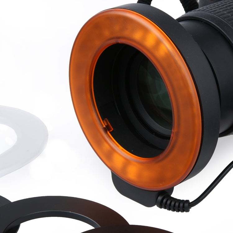 Luz de destello LED circular con 48 luces LED y 6 anillos adaptadores (49 mm/52 mm/55 mm/58 mm/62 mm/67 mm) para lentes macro