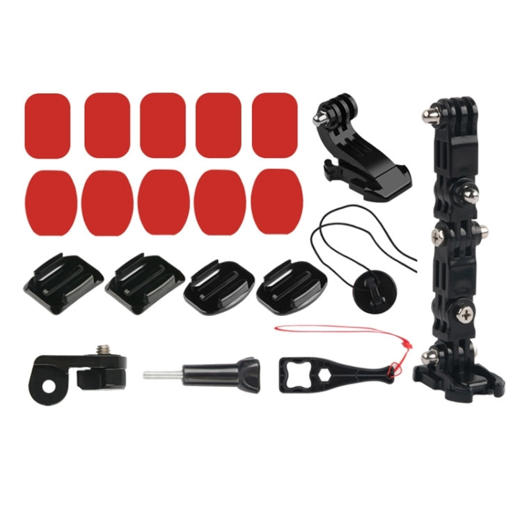 Juego de montaje fijo con brazo multiarticulación adhesivo para casco de ciclismo con soporte de hebilla con gancho en J, adaptador y tornillo para DJI Osmo Action, GoPro HERO10 Black /9 Black / HERO8 Black /7/6/5/5 Session /4 Session /4/3+ /3 /2 /1, X...