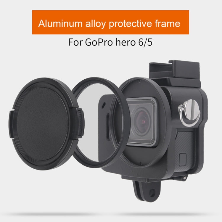 Carcasa protectora de aleación de aluminio CNC con marco de seguro y lente UV de 52 mm para GoPro HERO7 Black /6 /5, 52mm UV Black, 52mm UV Blue, 52mm UV Red