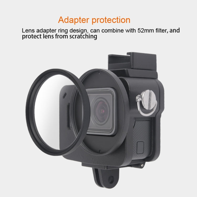 Carcasa protectora de aleación de aluminio CNC con marco de seguro y lente UV de 52 mm para GoPro HERO7 Black /6 /5, 52mm UV Black, 52mm UV Blue, 52mm UV Red