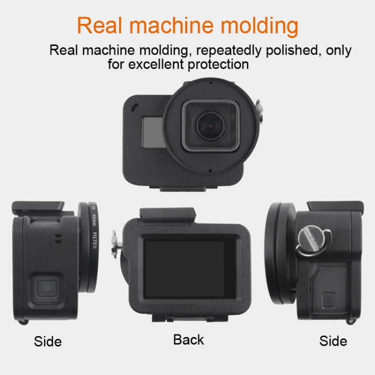 Carcasa protectora de aleación de aluminio CNC con marco de seguro y lente UV de 52 mm para GoPro HERO7 Black /6 /5, 52mm UV Black, 52mm UV Blue, 52mm UV Red