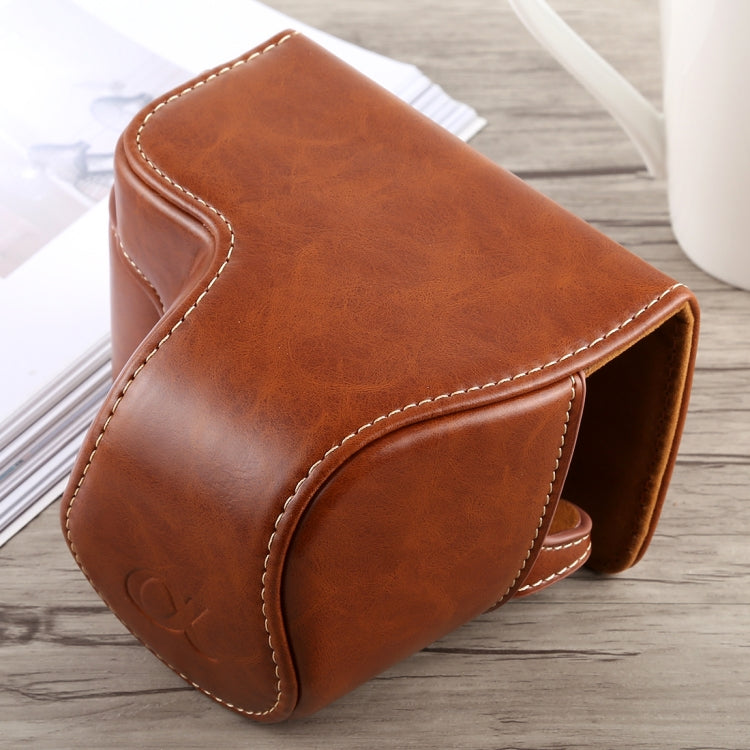 Funda de cuero PU para cámara de cuerpo completo con correa para Sony A6300, For Sony A6300