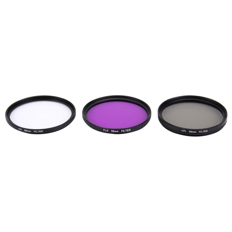 JUNESTAR Filtro de lente profesional 3 en 1 de 58 mm (CPL + UV + FLD / Púrpura) para cámara de acción deportiva GoPro y Xiaomi Xiaoyi Yi, 3 in 1