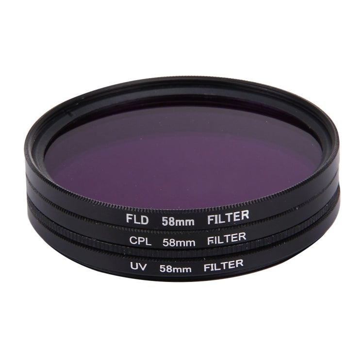 JUNESTAR Filtro de lente profesional 3 en 1 de 58 mm (CPL + UV + FLD / Púrpura) para cámara de acción deportiva GoPro y Xiaomi Xiaoyi Yi, 3 in 1
