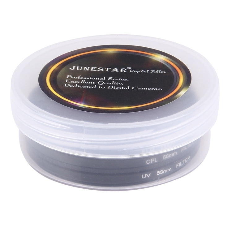 JUNESTAR Filtro de lente profesional 3 en 1 de 58 mm (CPL + UV + FLD / Púrpura) para cámara de acción deportiva GoPro y Xiaomi Xiaoyi Yi, 3 in 1