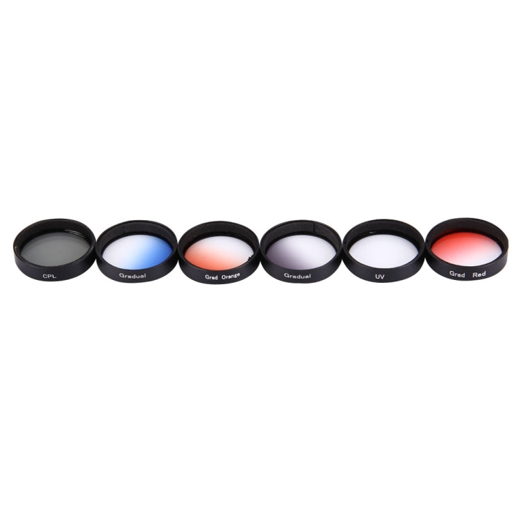 JUNESTAR Filtro de lente profesional 6 en 1 de 34 mm (CPL + UV + Rojo gradual + Naranja gradual + Azul gradual + Gris gradual) para DJI Phantom 3 y 4