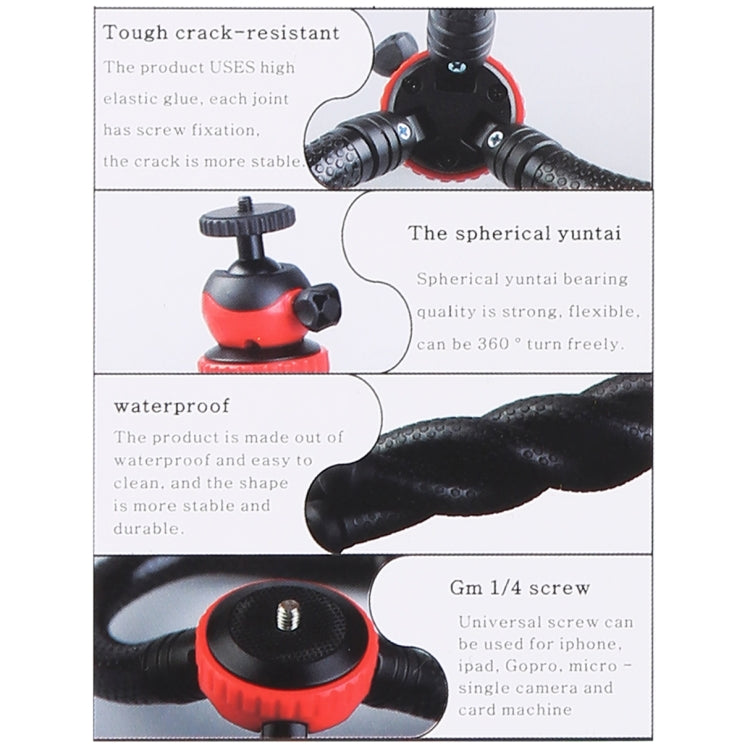 MZ305 Mini Octopus Soporte para trípode flexible con cabezal esférico para cámaras SLR, GoPro HERO10 Black / HERO9 Black / HERO8 Black /7/6/5/5 Session /4 Session /4/3+ /3/2/1, DJI Osmo Action,Xiaoyi y otras cámaras de acción, teléfono móvil, tamaño: 3...