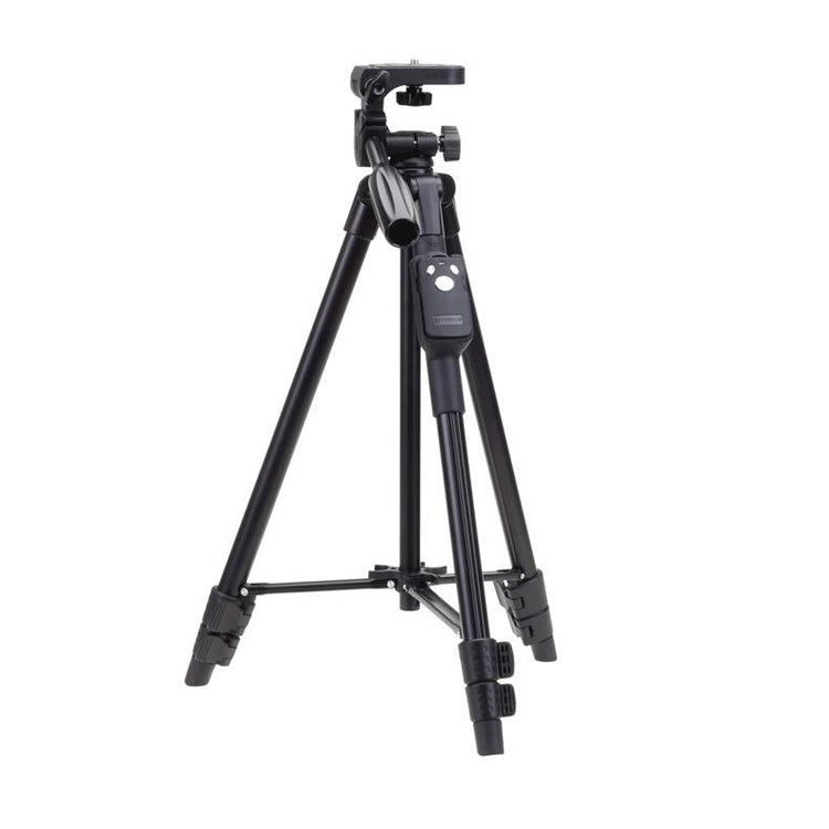 YUNTENG VCT-5208RM Soporte de trípode con patas de aleación de aluminio y magnesio con control remoto Bluetooth, cabezal de trípode y abrazadera para teléfono para cámaras SLR y teléfonos inteligentes, altura: 125 cm, VCT-5208