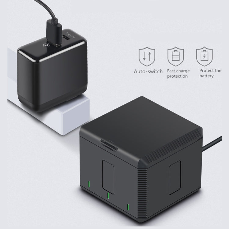 RUIGPRO Caja de cargador de carcasa de baterías triples USB con luz indicadora LED para DJI OSMO Action 1, Charger Box