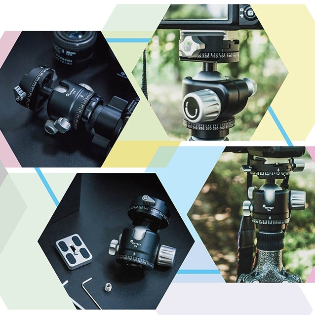 FITTEST X4 Rótula de bola panorámica con centro de gravedad bajo y alta fuerza de bloqueo con placa de liberación rápida para cámaras DSLR y digitales, carga máxima de 10 kg, YT040 X4
