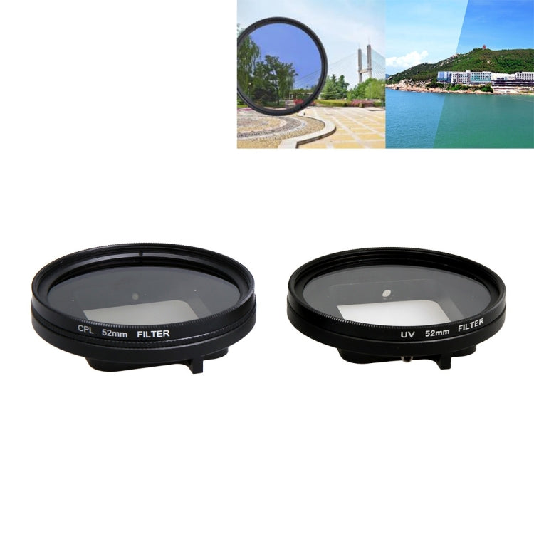 Para GoPro HERO5 Filtro de lente profesional de 52 mm (filtro CPL + tapa protectora de lente + llave hexagonal) y (filtro UV + tapa protectora de lente + llave hexagonal), 4 in 1